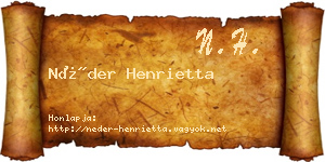 Néder Henrietta névjegykártya